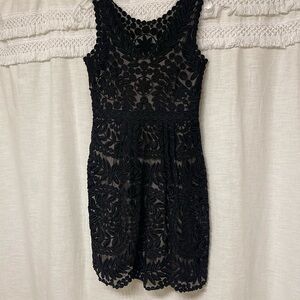 Anthropologie Yoana Baraschi sheer Lace Dress 100% Silk Size  0